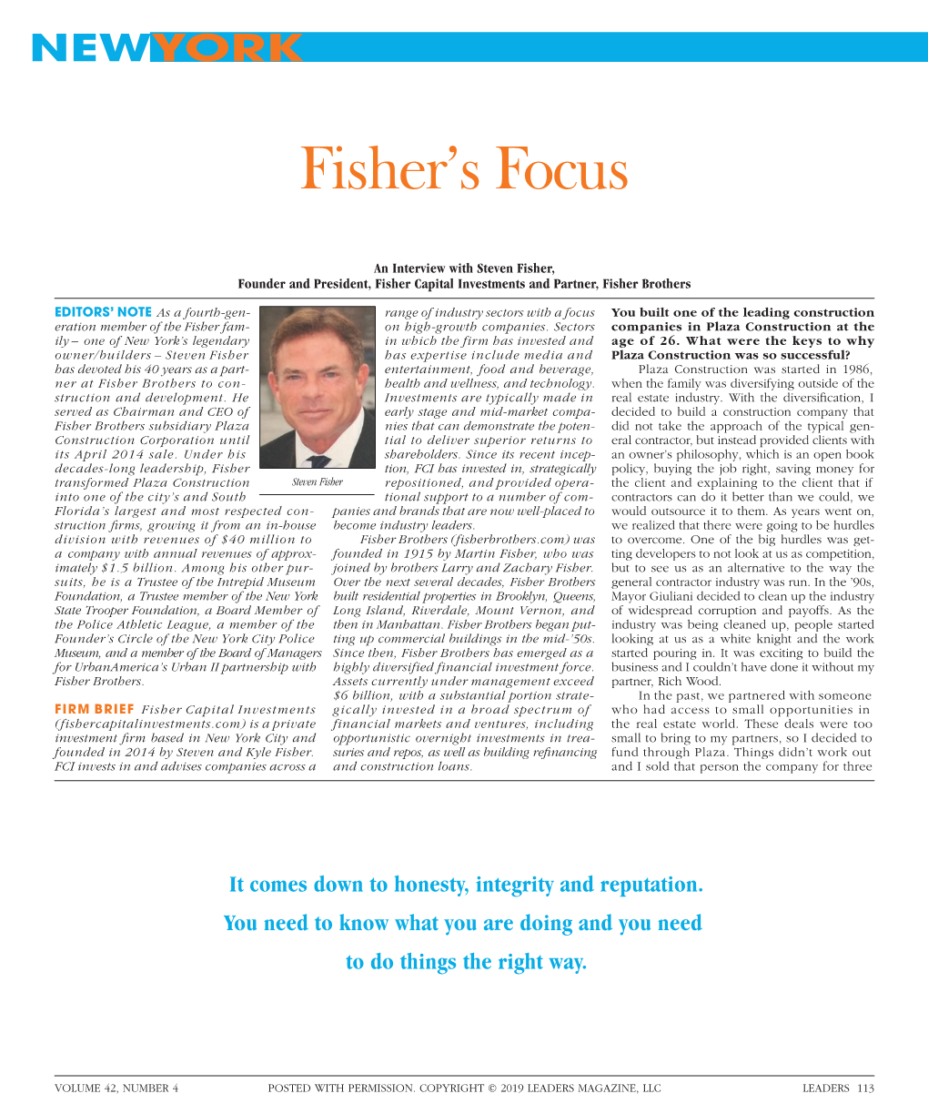 Fisher's Focus