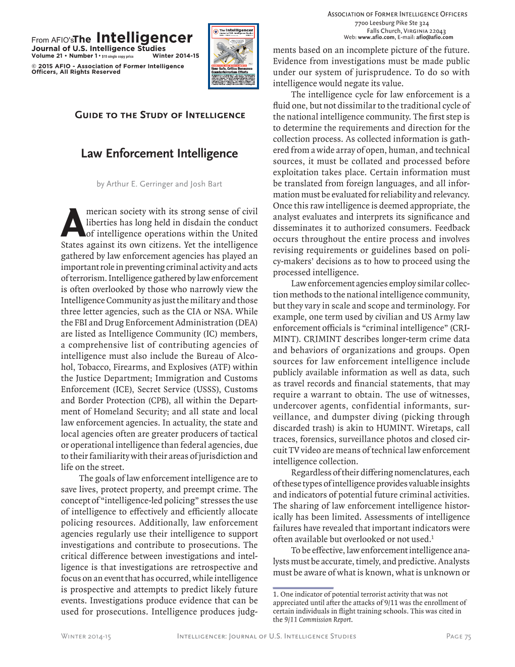 A Guide to Law Enforcement Intelligence