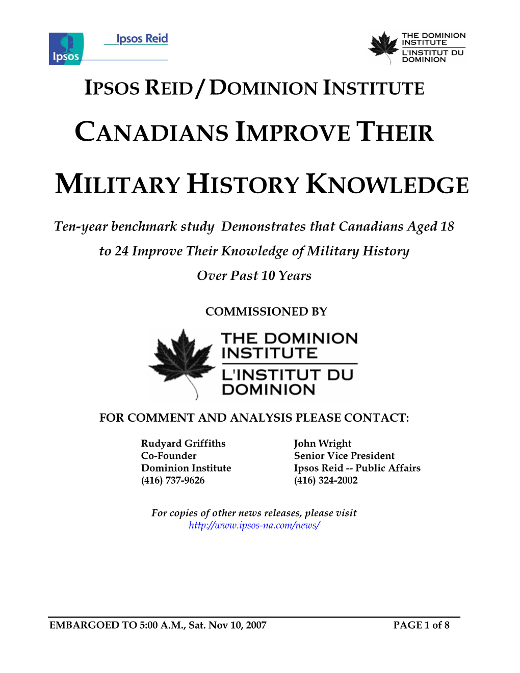 Canadians Improve Their Military History Knowledge