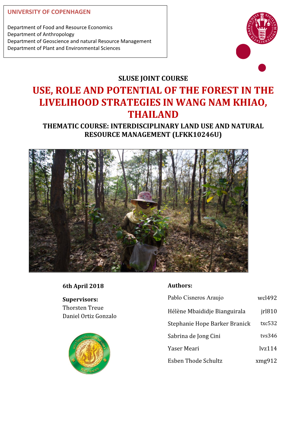 Use, Role and Potential of the Forest in the Livelihood Strategies In