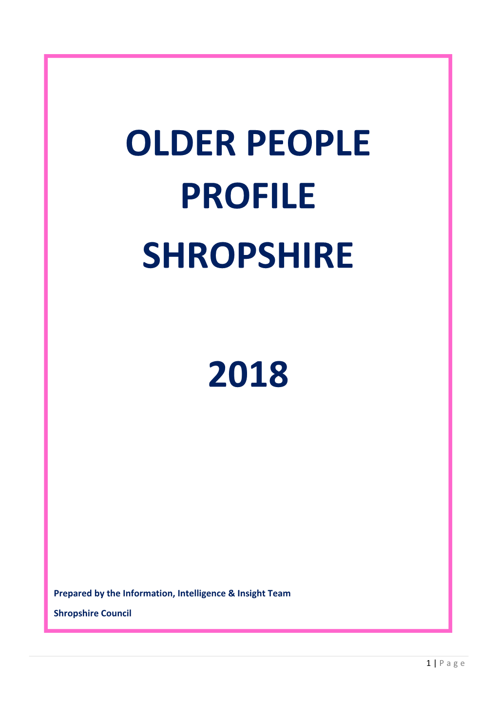 Older People Profile Shropshire 2018