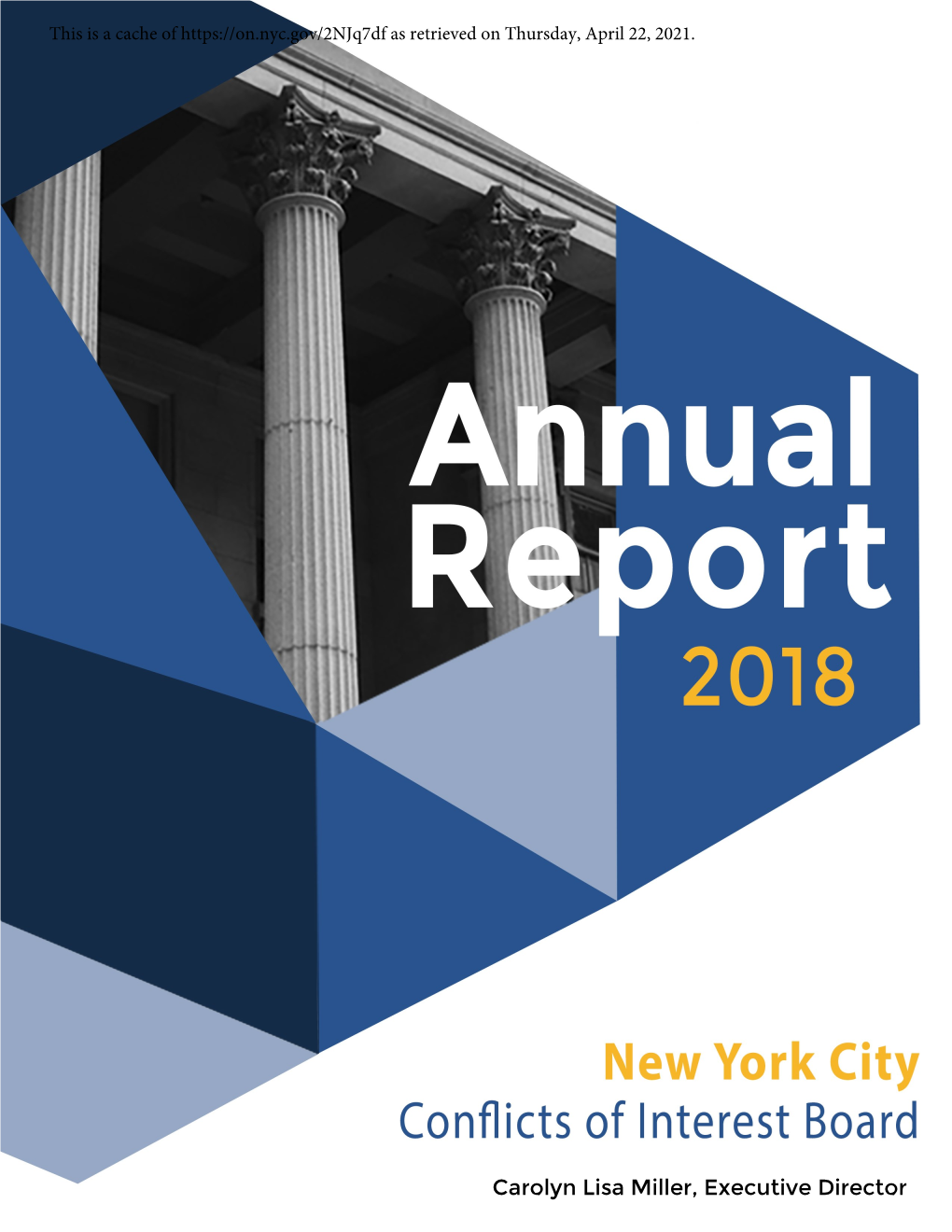The New York City Conflicts of Interest Board 2018 Annual Report