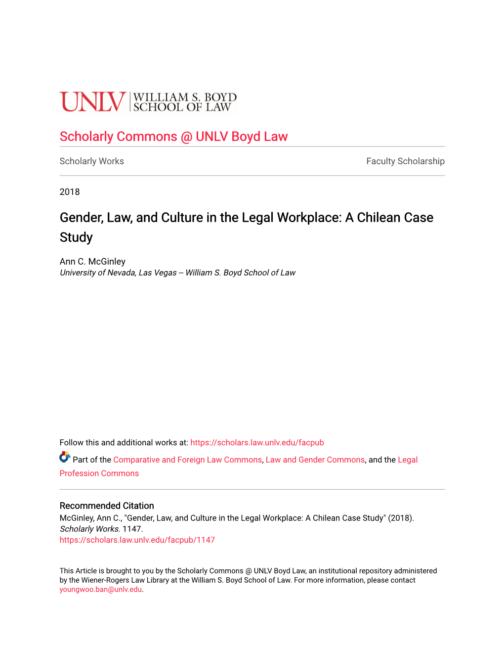 Gender, Law, and Culture in the Legal Workplace: a Chilean Case Study
