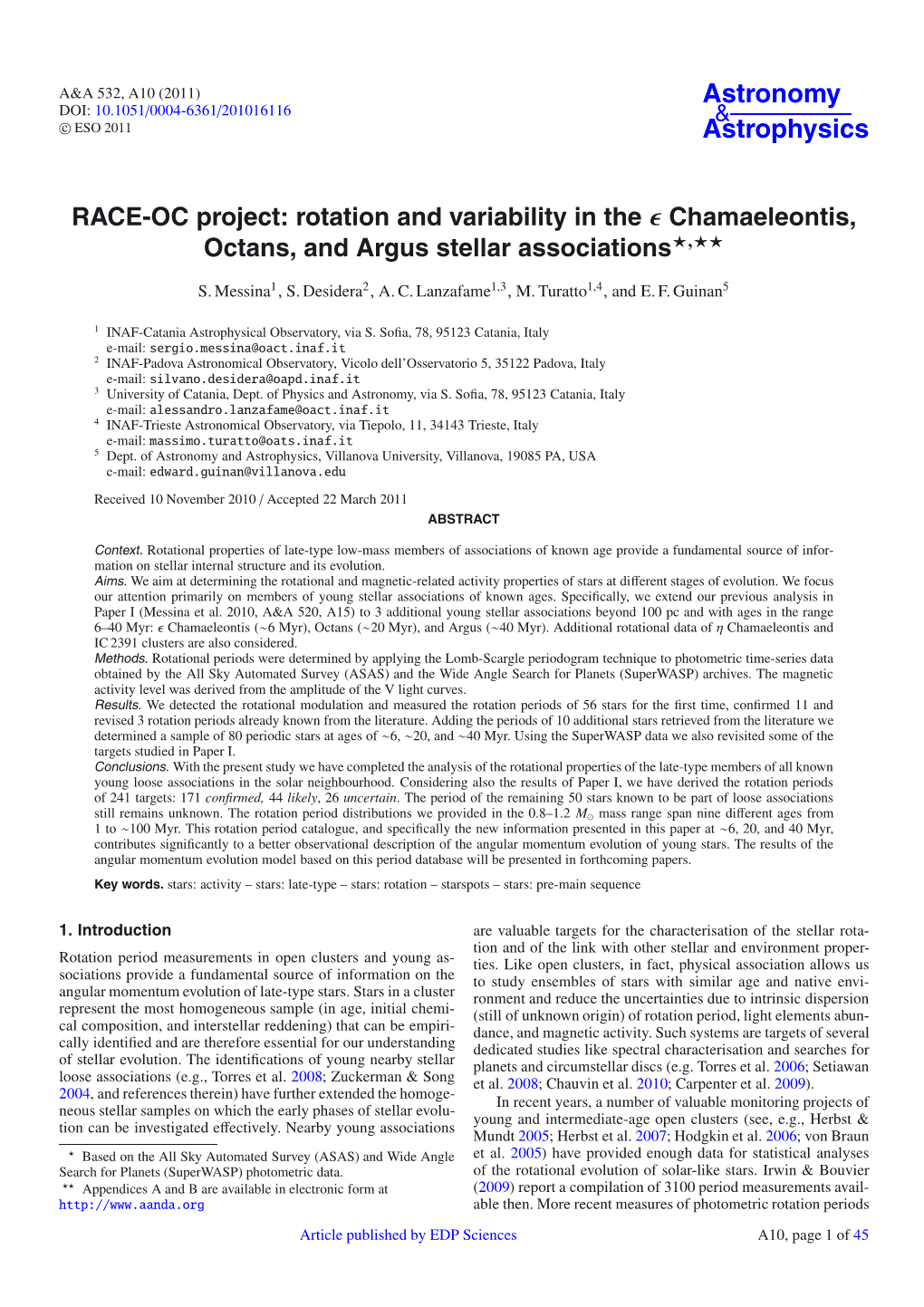 Rotation and Variability in the Ε Chamaeleontis, Octans, and Argus
