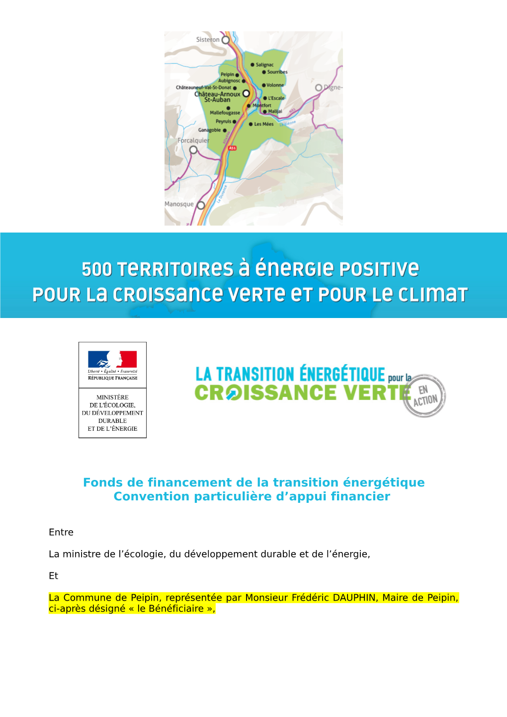 Fonds De Financement De La Transition Énergétique Convention Particulière D'appui Financier