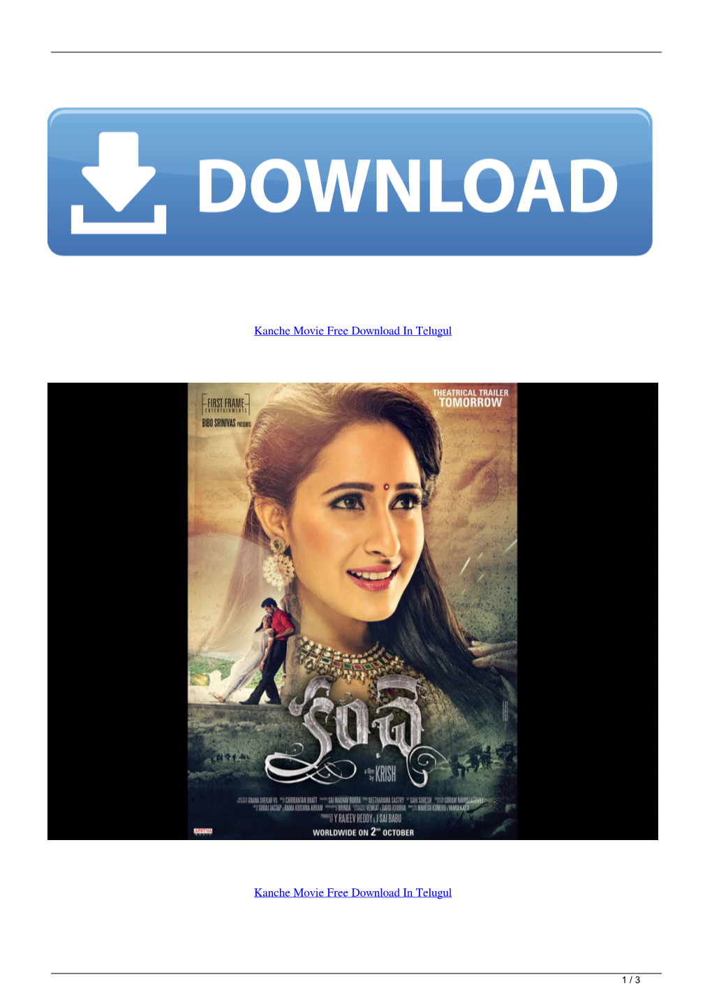 Kanche Movie Free Download in Telugul