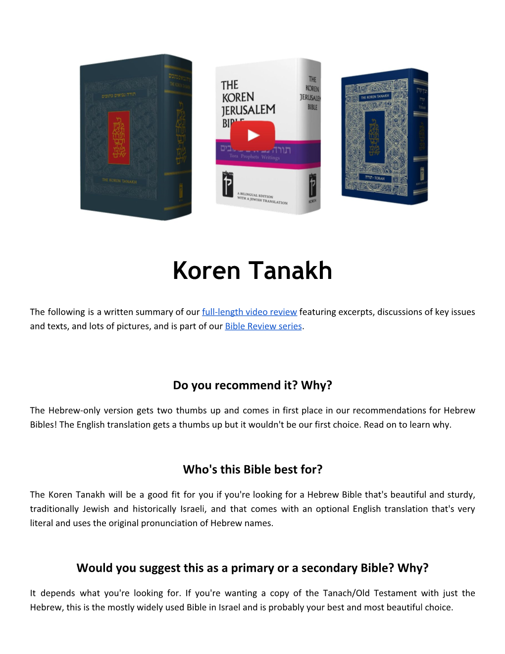 Koren Tanakh & Jerusalem Bible