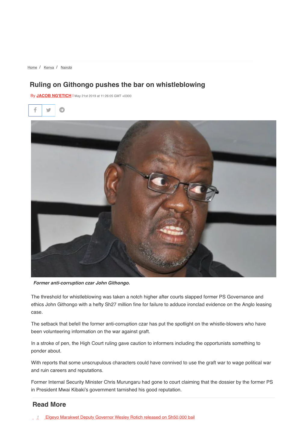 Ruling on Githongo Pushes the Bar on Whistleblowing
