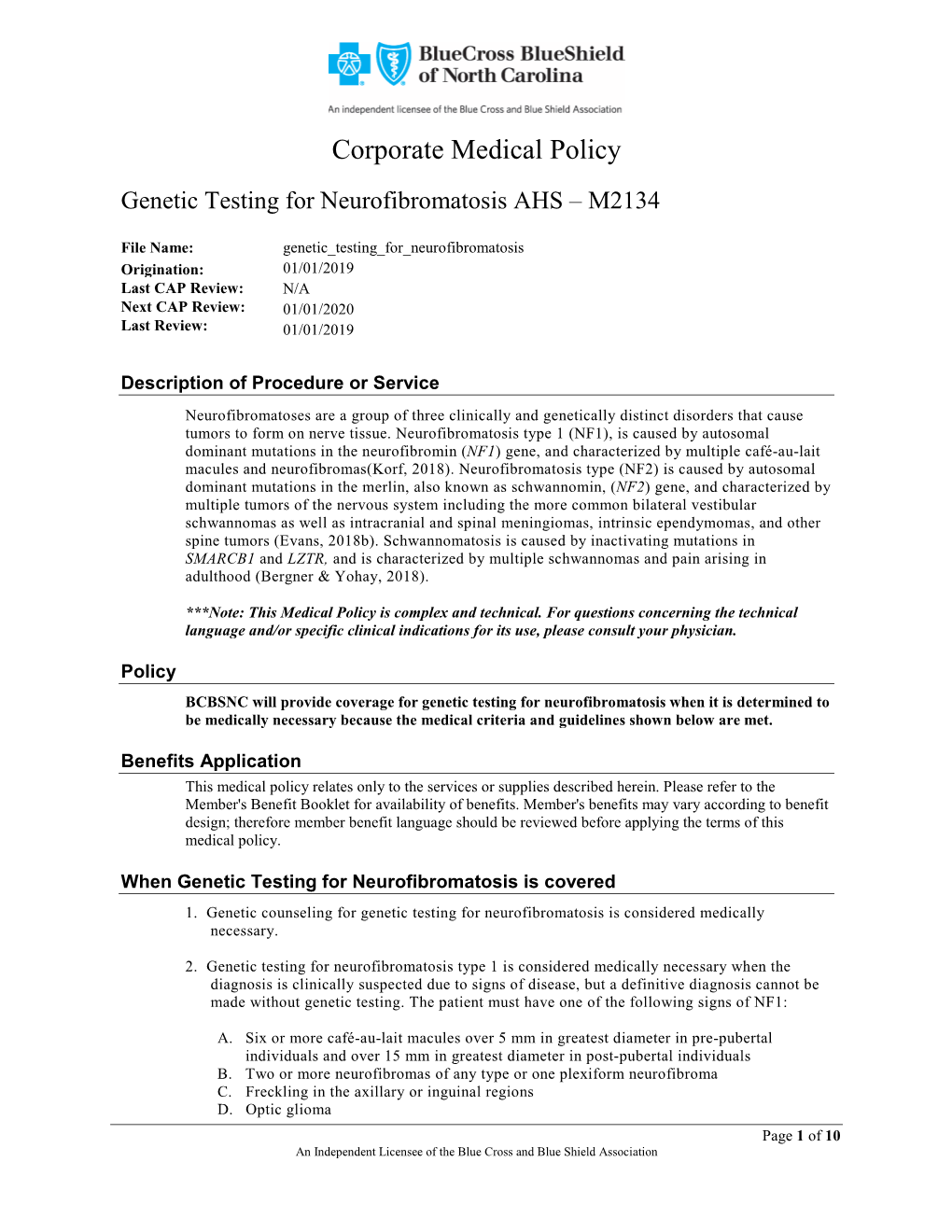 Corporate Medical Policy Template
