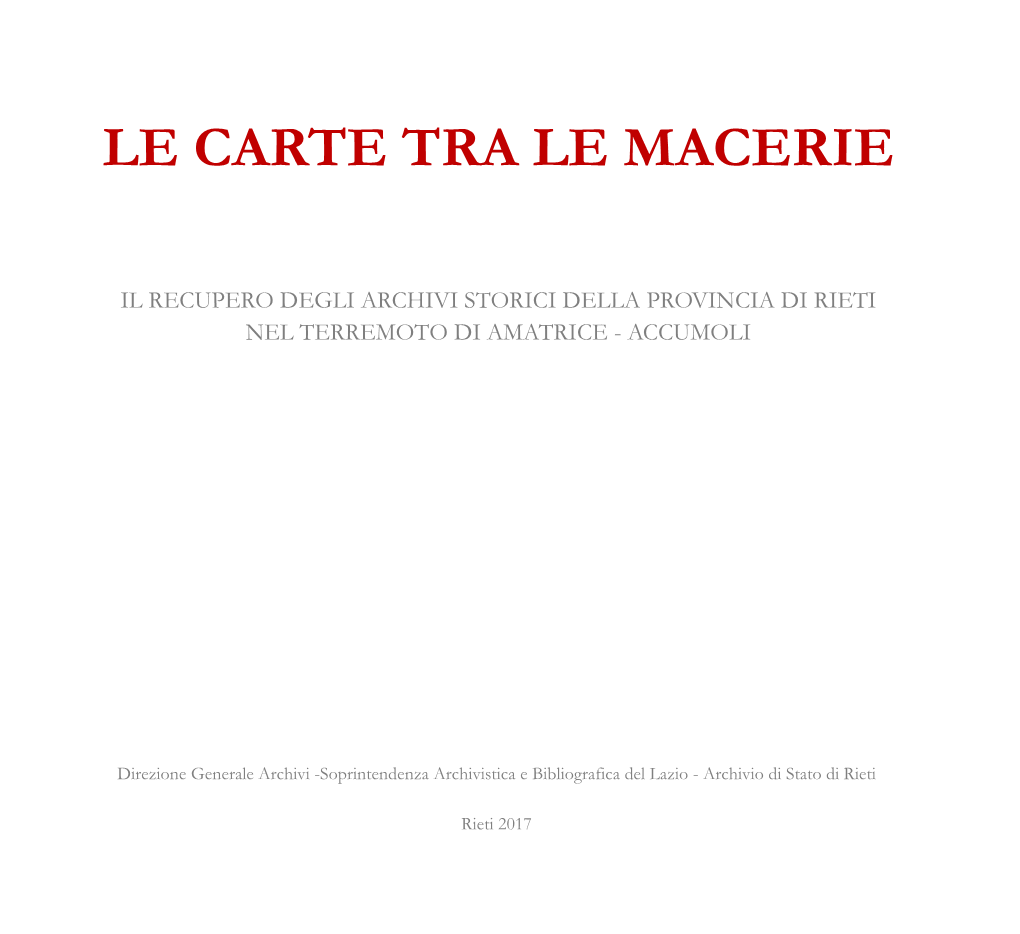 Le Carte Tra Le Macerie