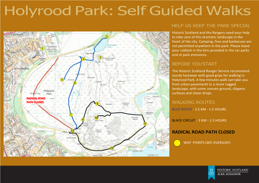 Holyrood Park Self Guided Walks: Way Points