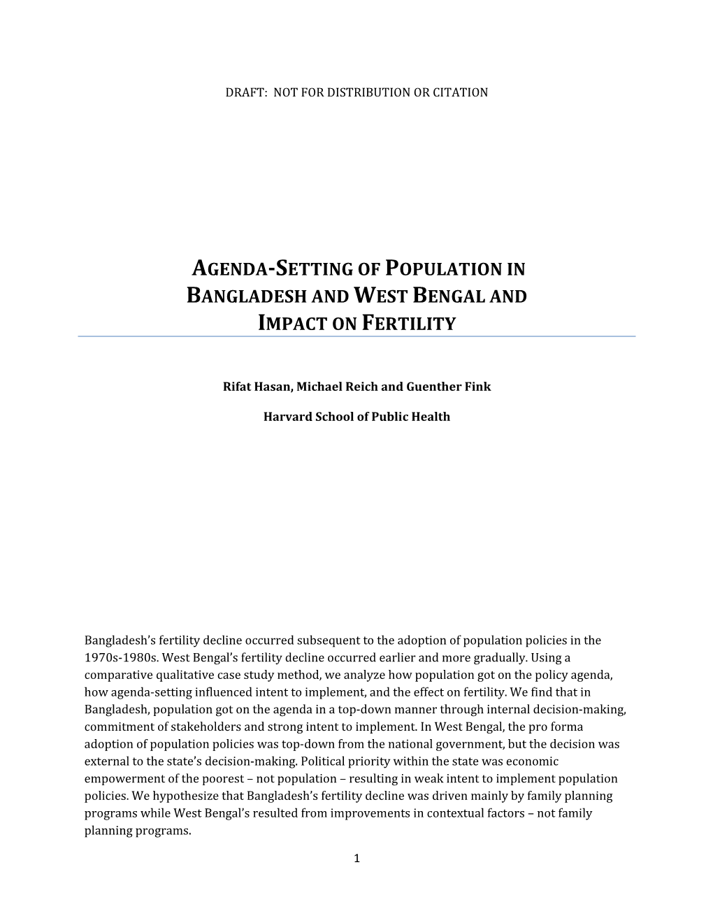 Agenda-Setting of Population in Bangladesh and West