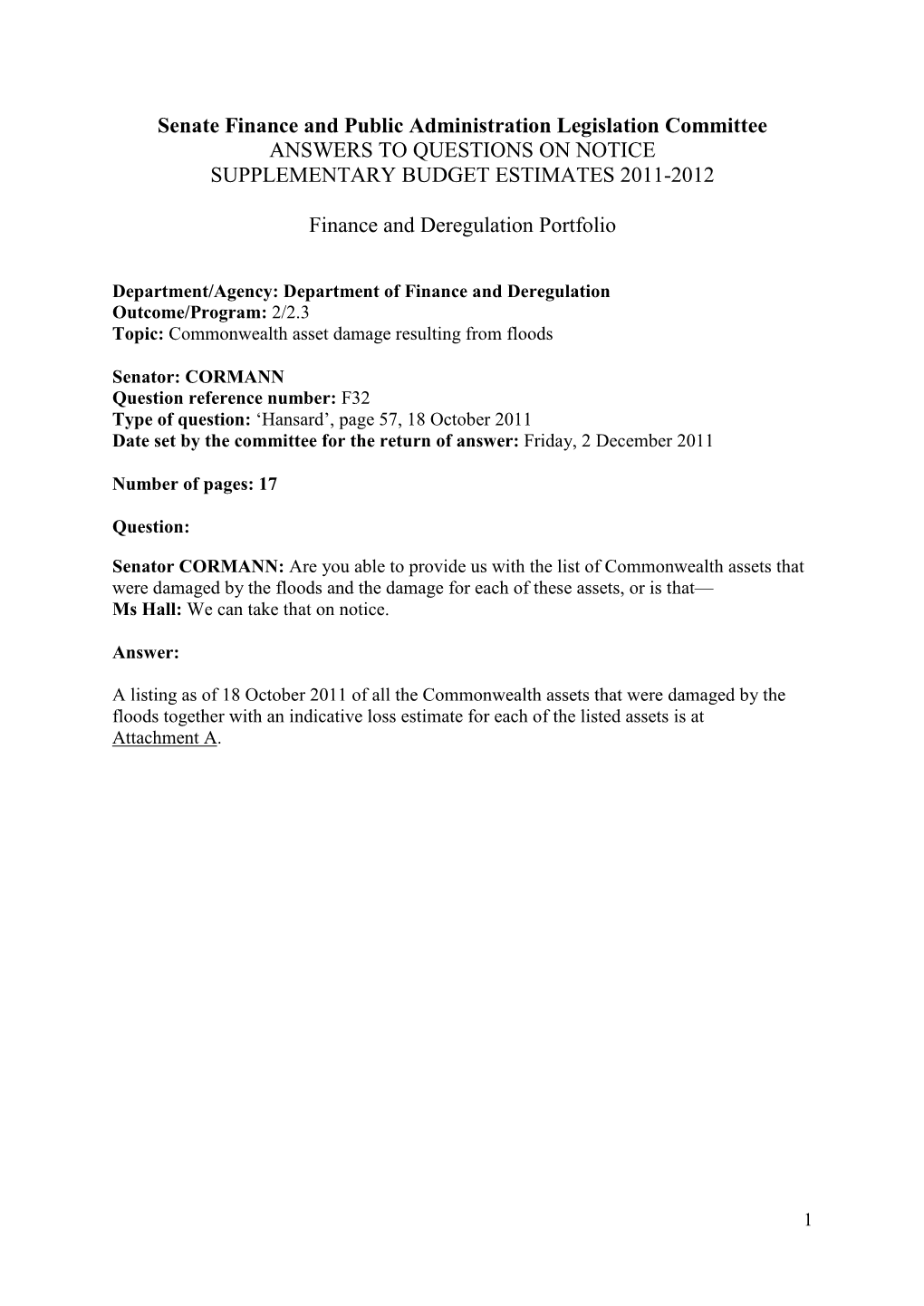 Supplementary Budget Estimates 2011-12