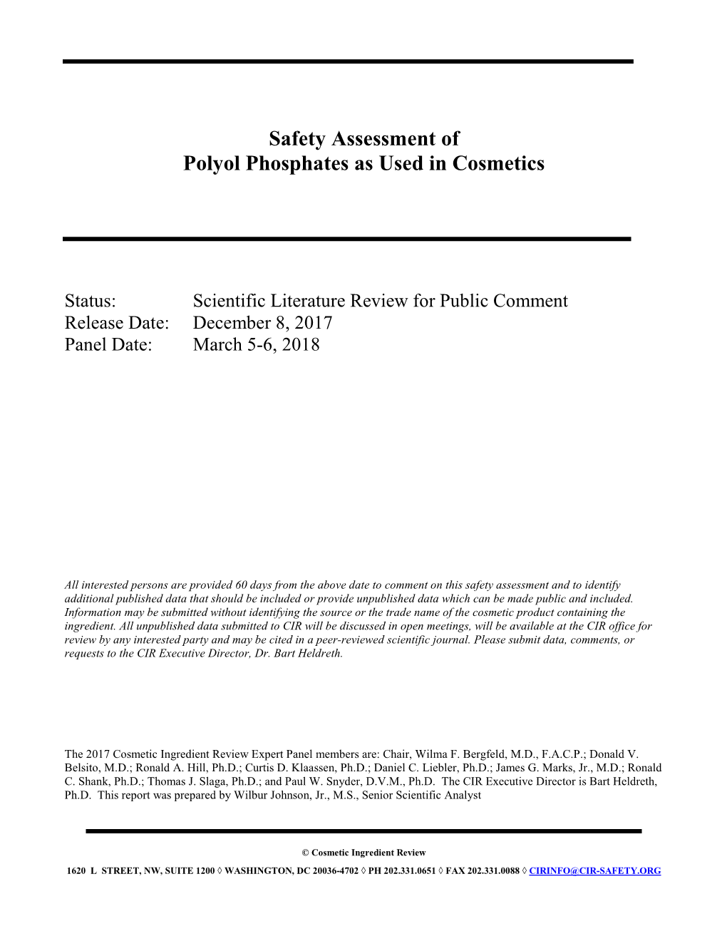 Safety Assessment of Polyol Phosphates As Used in Cosmetics