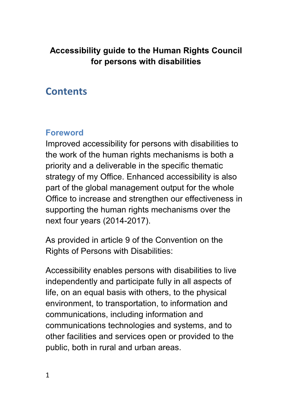 Accessibility Guide to the Human Rights Council for Persons with Disabilities