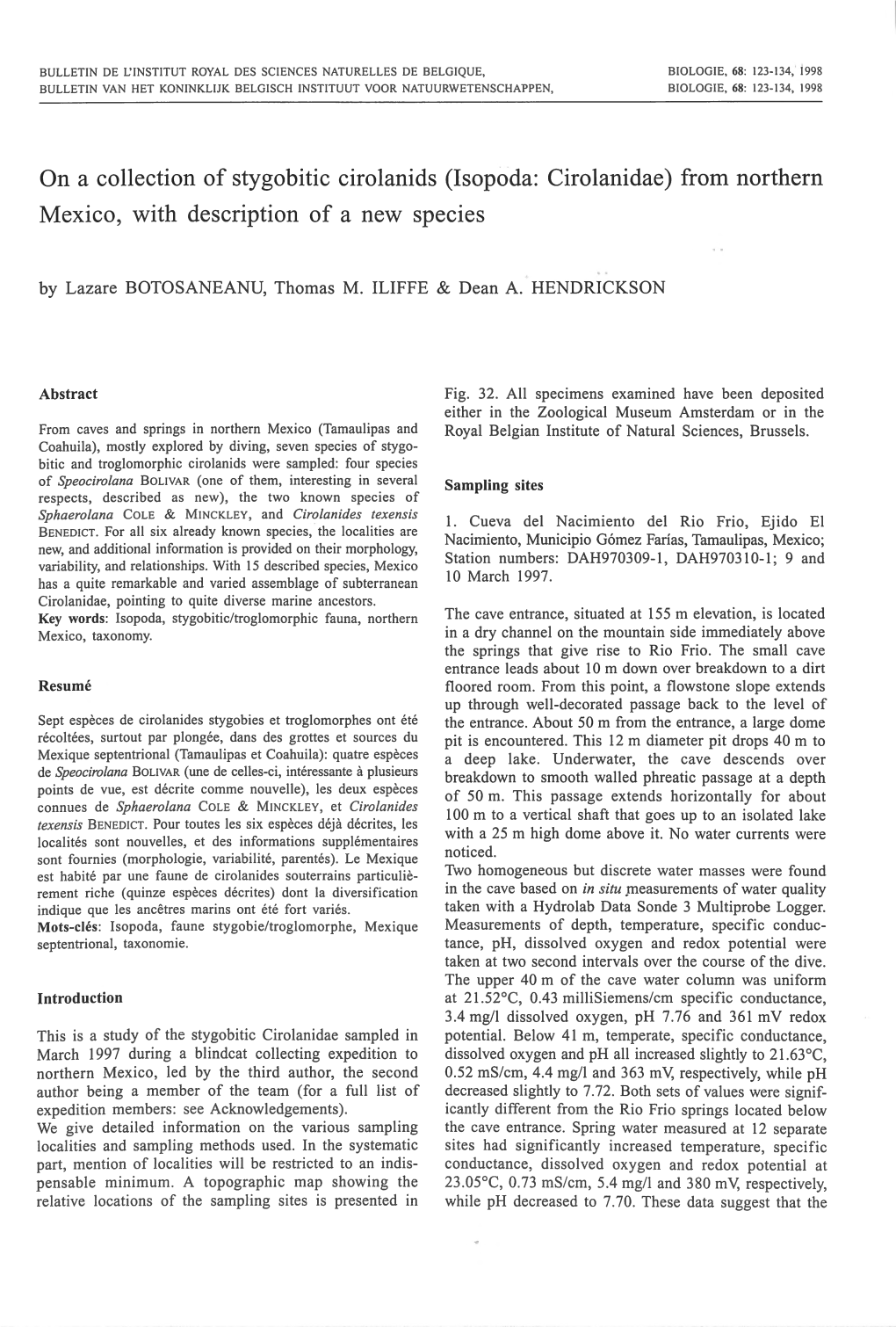 On a Collection of Stygobitic Cirolanids (Isopoda: Cirolanidae) from Northern Mexico, with Description of a New Species