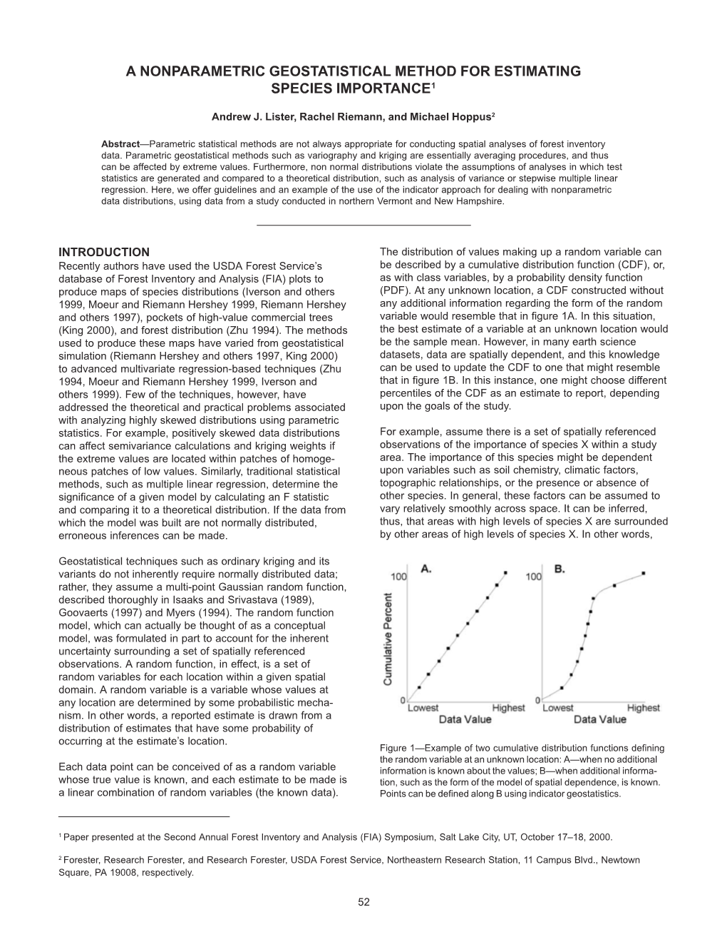 A Nonparametric Geostatistical Method for Estimating Species Importance1