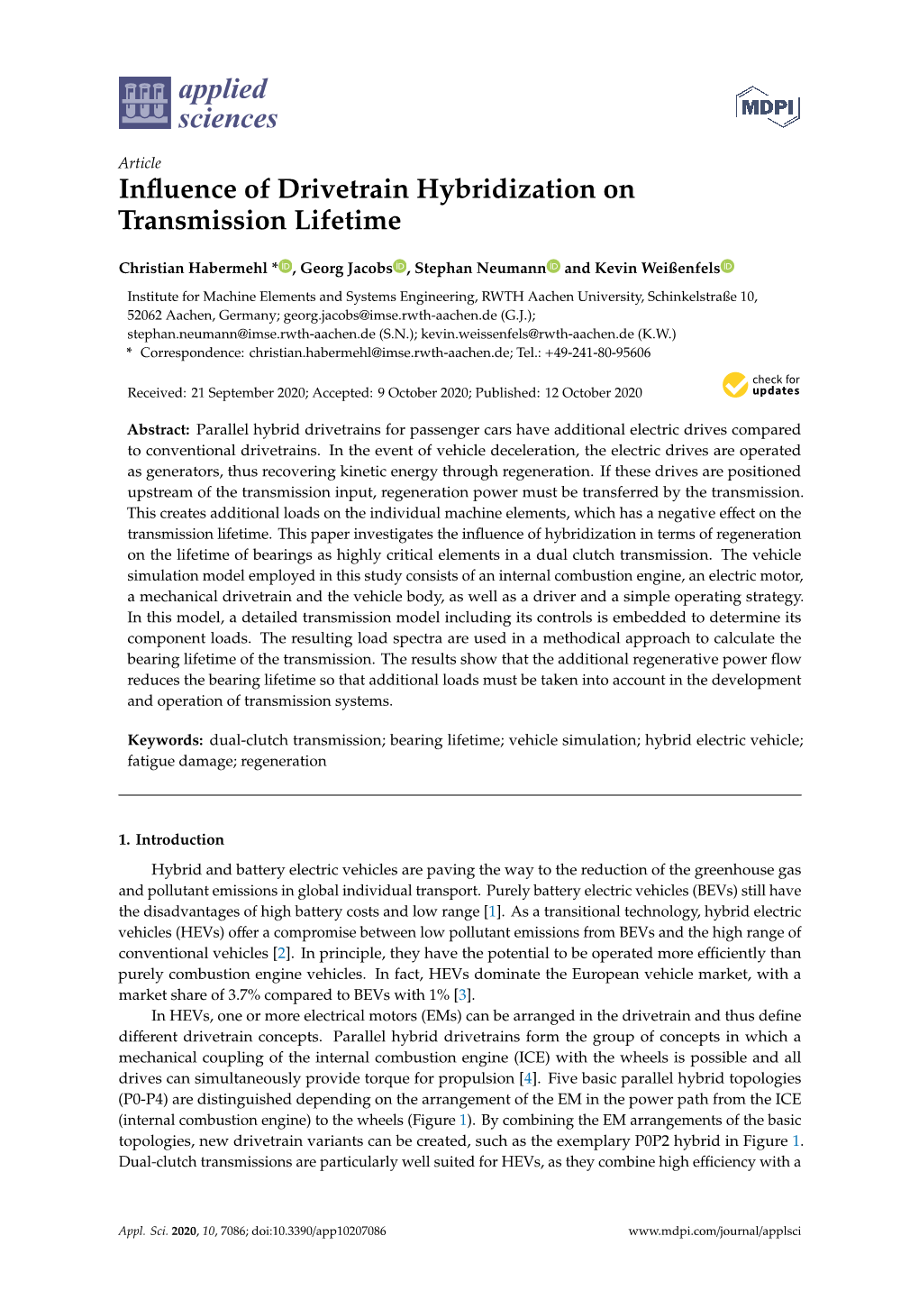 Influence of Drivetrain Hybridization on Transmission Lifetime