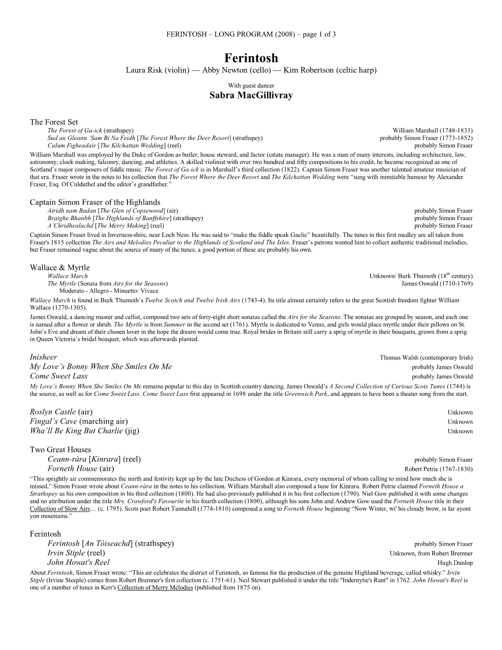 FERINTOSH – LONG PROGRAM (2008) – Page 1 of 3