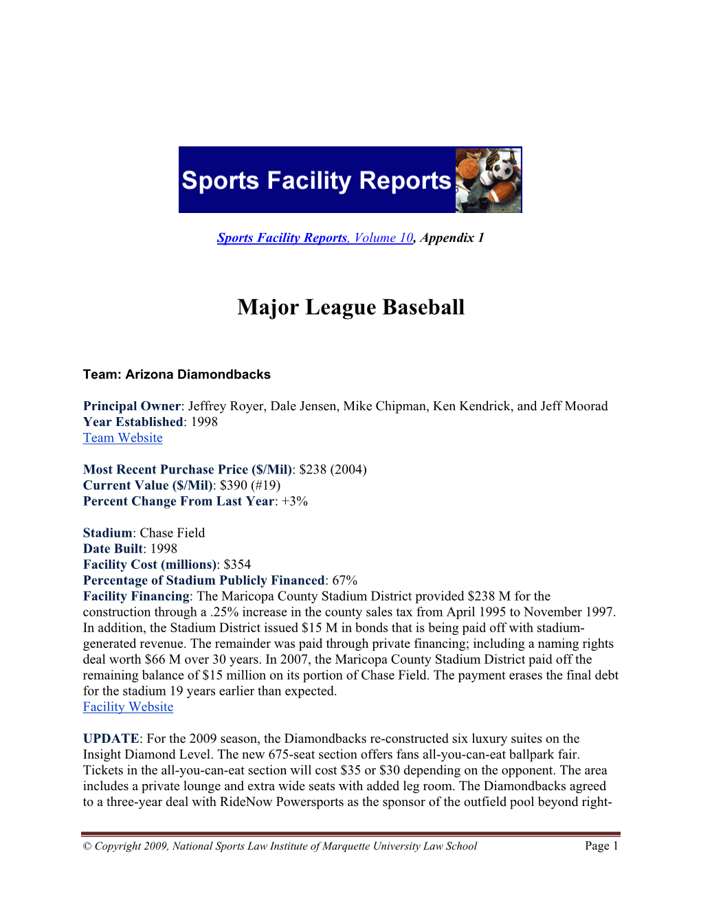 Major League Baseball (Appendix 1)