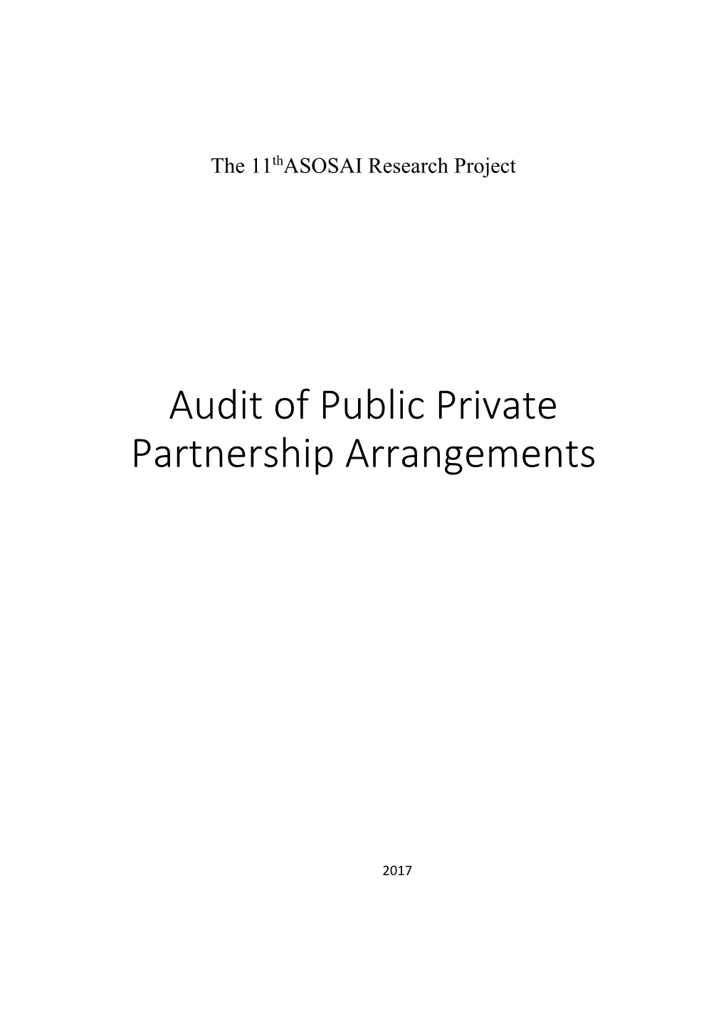 Audit of Public Private Partnership Arrangements