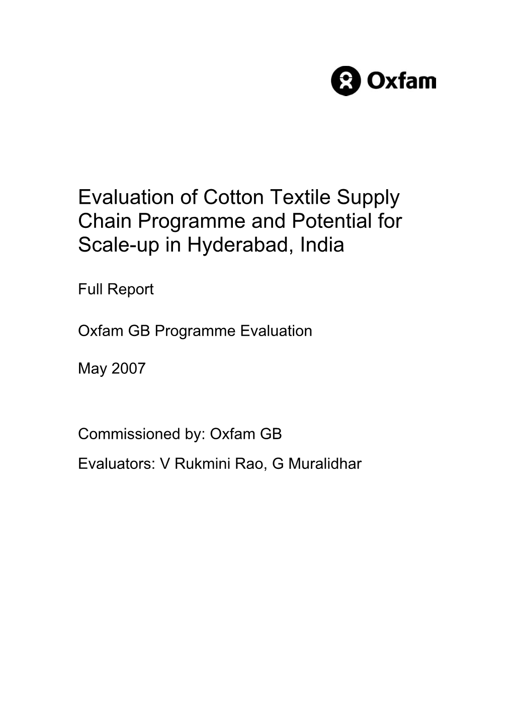 TOR for Mid Term Review of Cotton Textile Supply Chain Programm