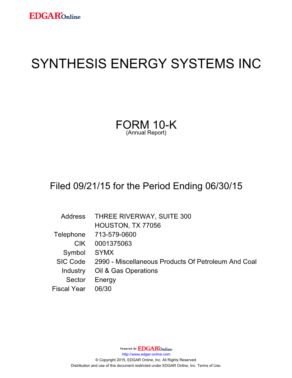 2015 Form 10-K