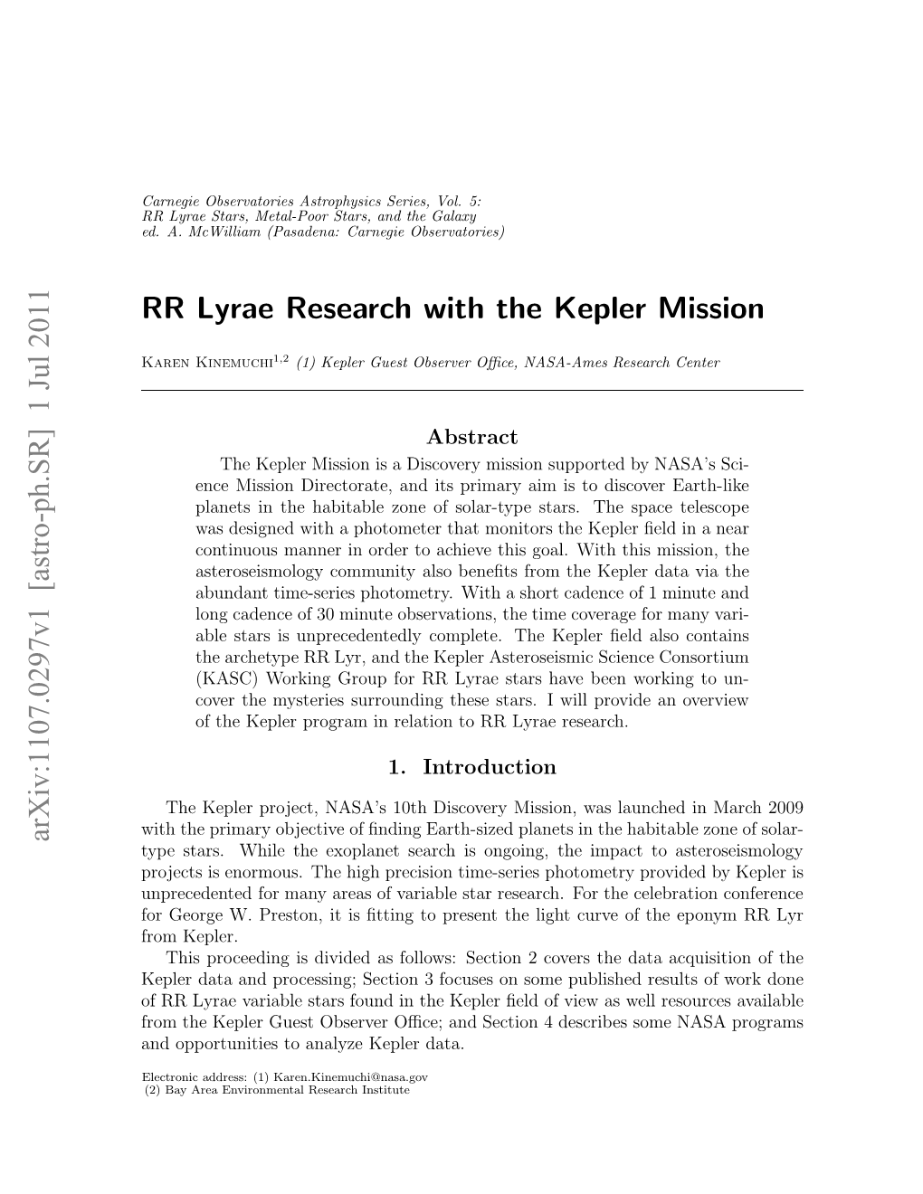 RR Lyrae Research with the Kepler Mission