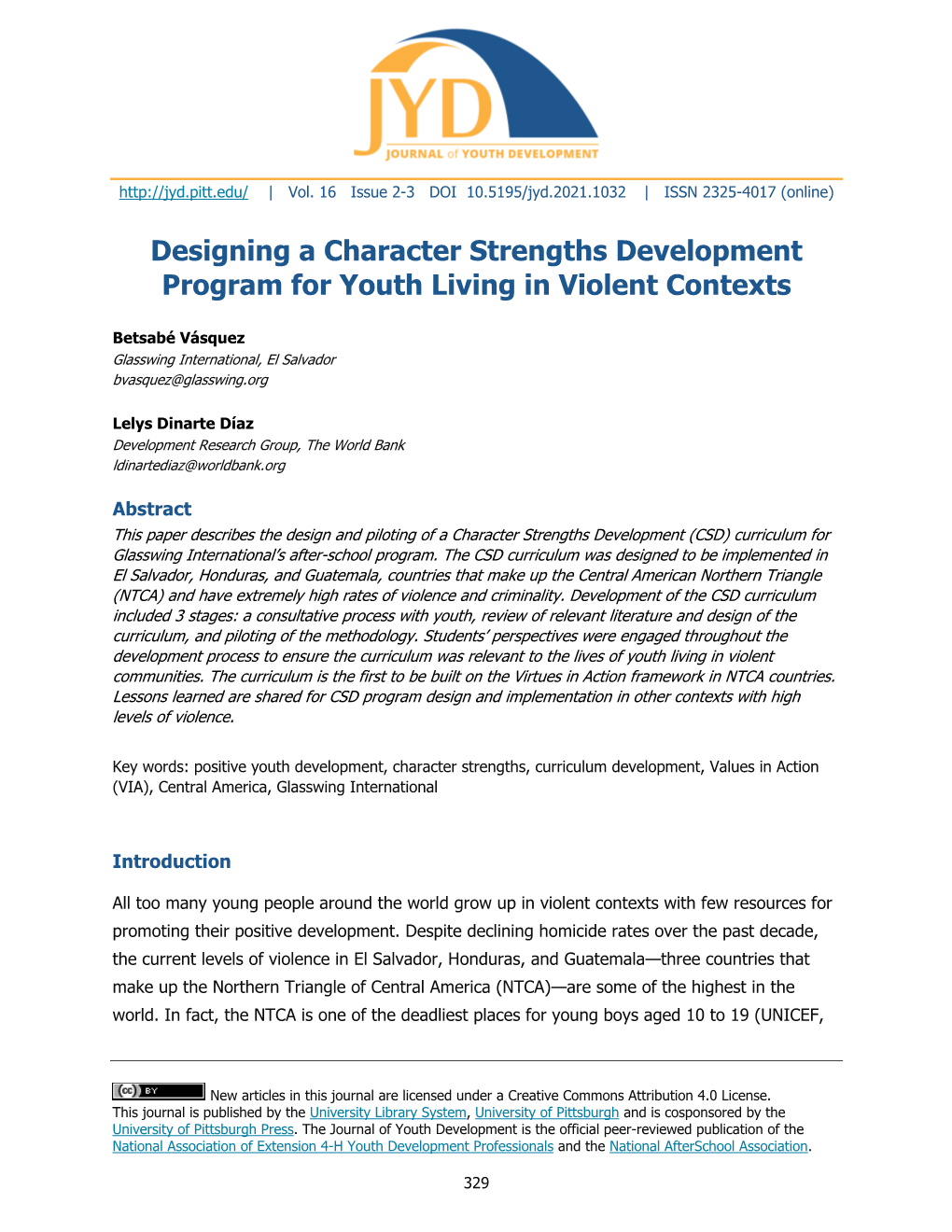 Designing a Character Strengths Development Program for Youth Living in Violent Contexts