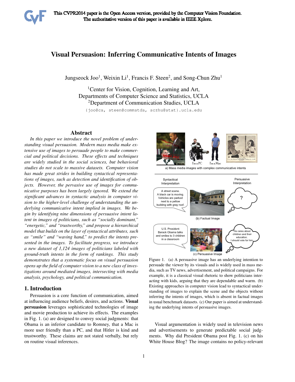 Visual Persuasion: Inferring Communicative Intents of Images