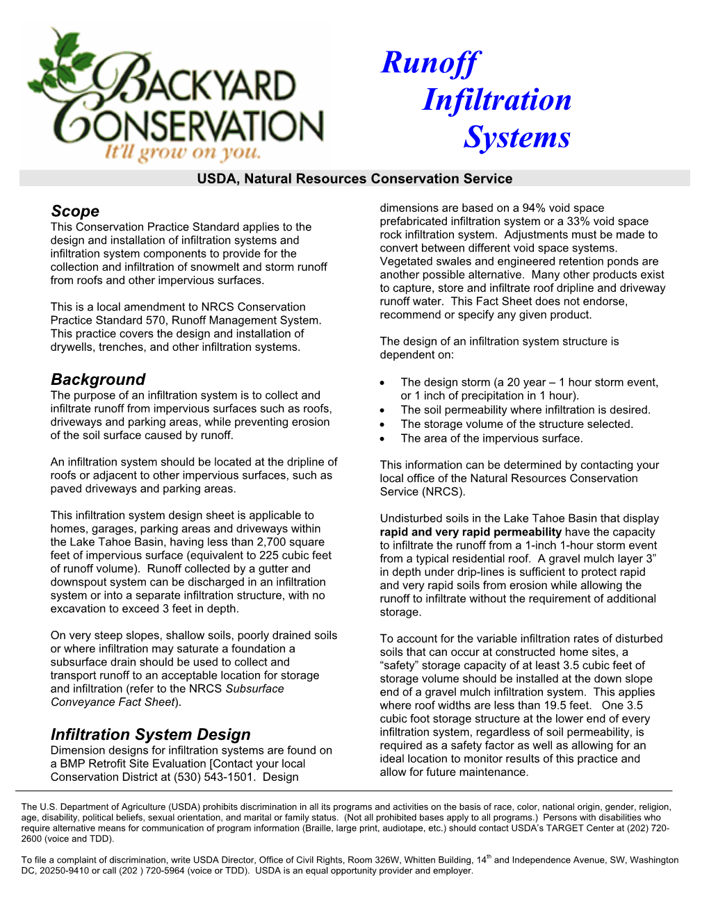 Runoff Infiltration Systems