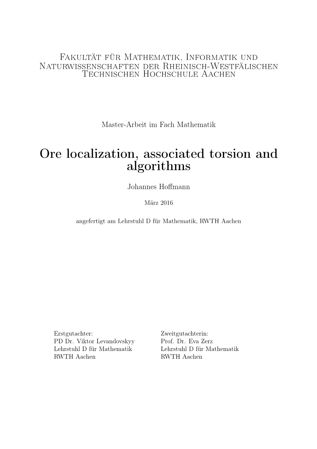 Ore Localization, Associated Torsion and Algorithms