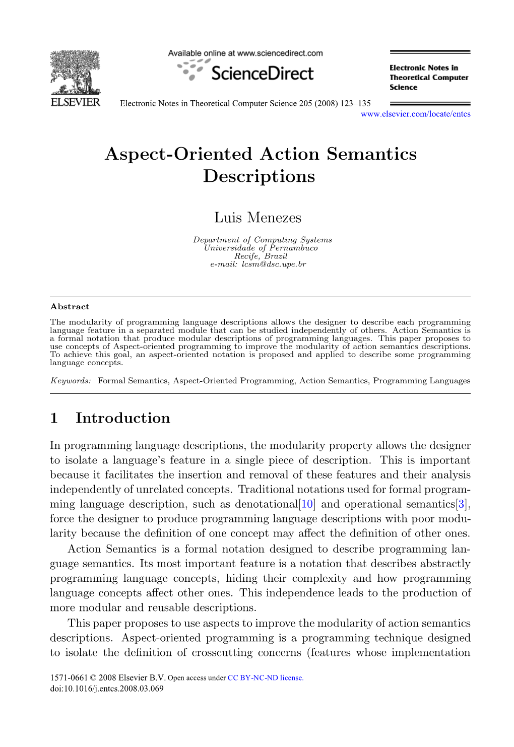 Aspect-Oriented Action Semantics Descriptions