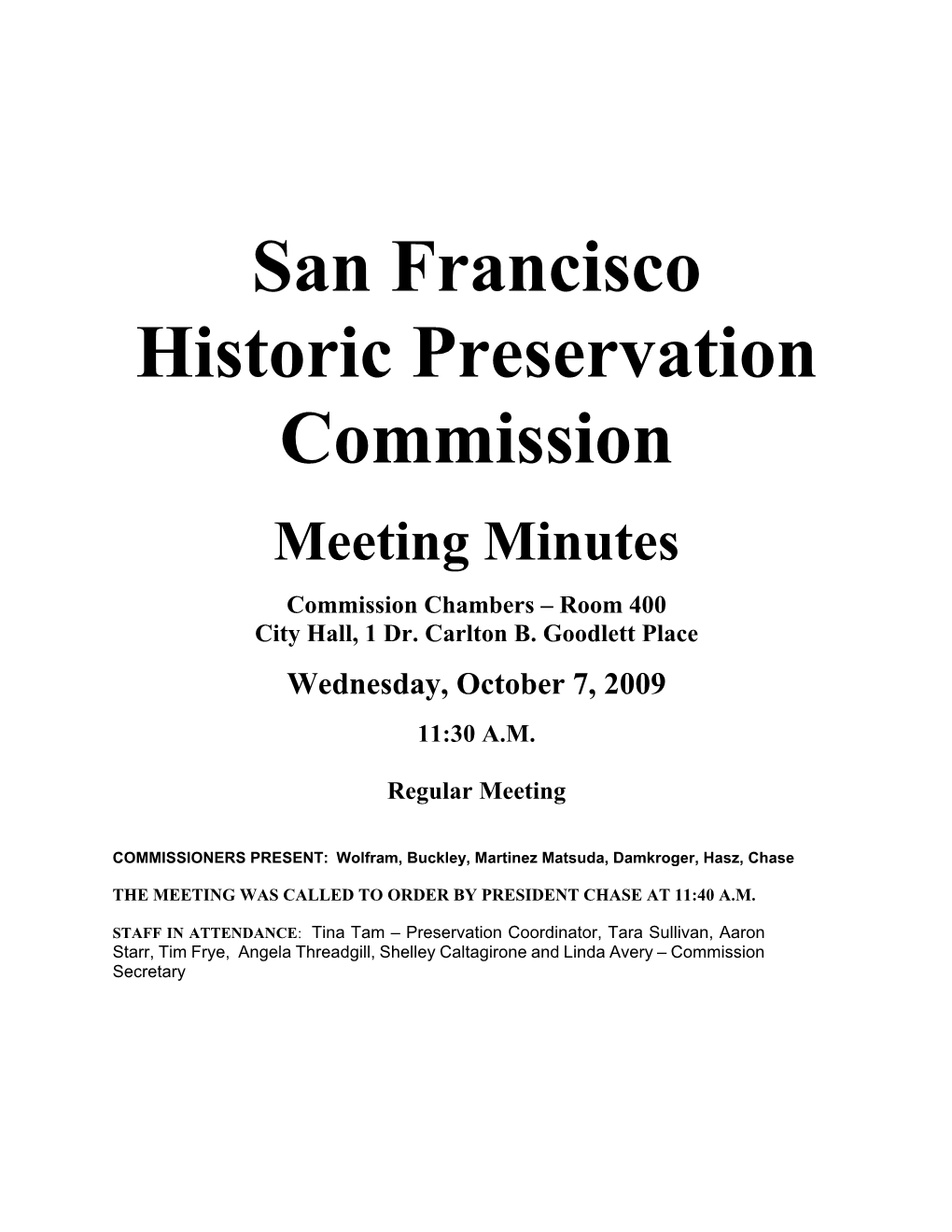 San Francisco Historic Preservation Commission