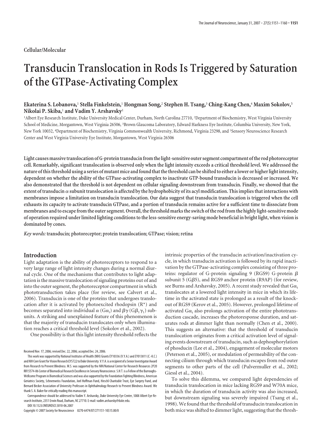 Transducin Translocation in Rods Is Triggered by Saturation of the Gtpase-Activating Complex