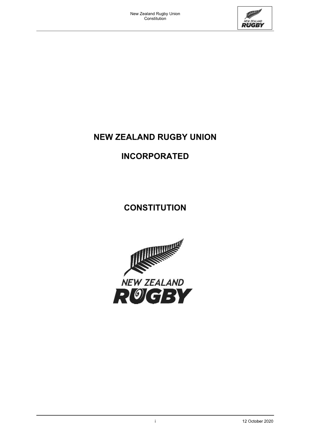 New Zealand Rugby Union Incorporated Constitution