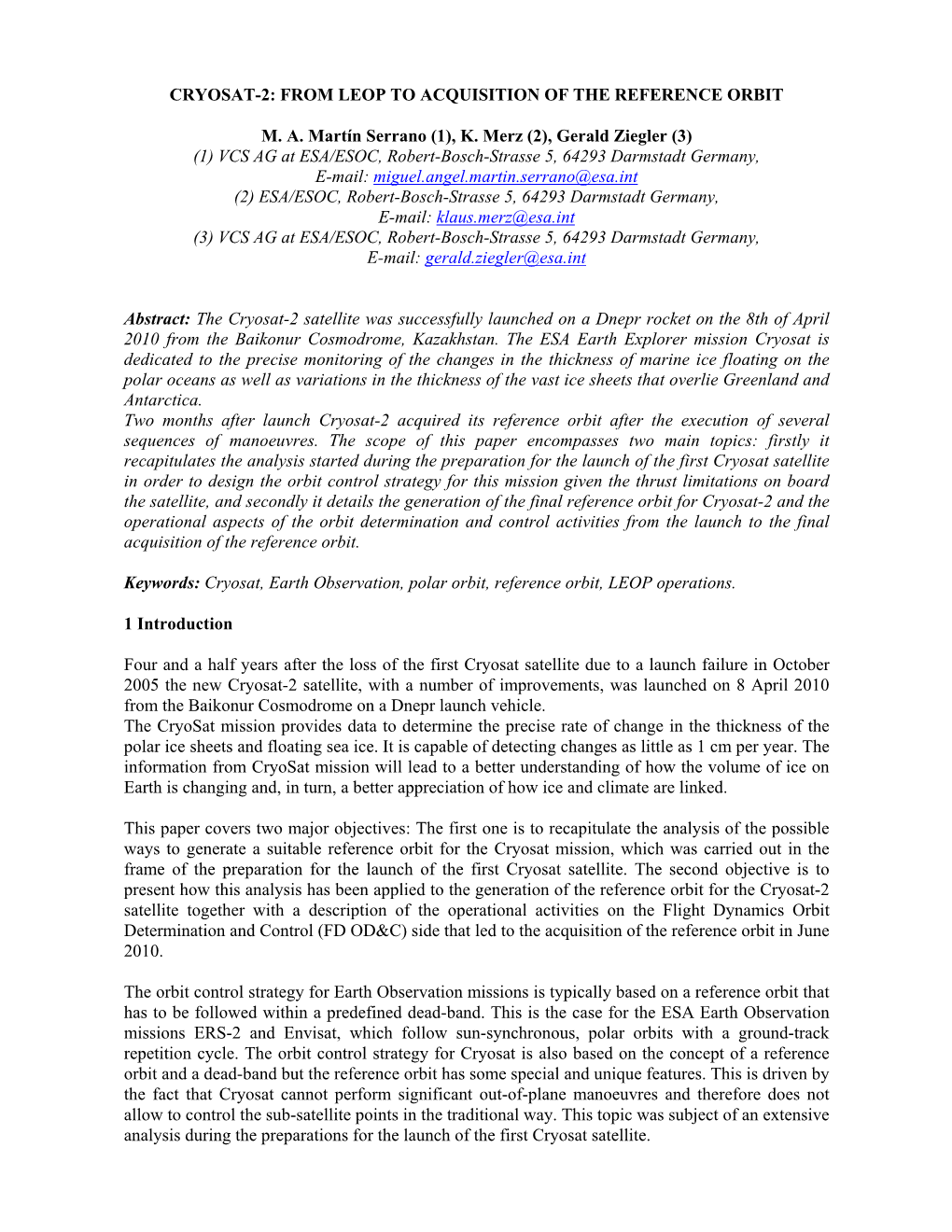 Cryosat-2: from Leop to Acquisition of the Reference Orbit