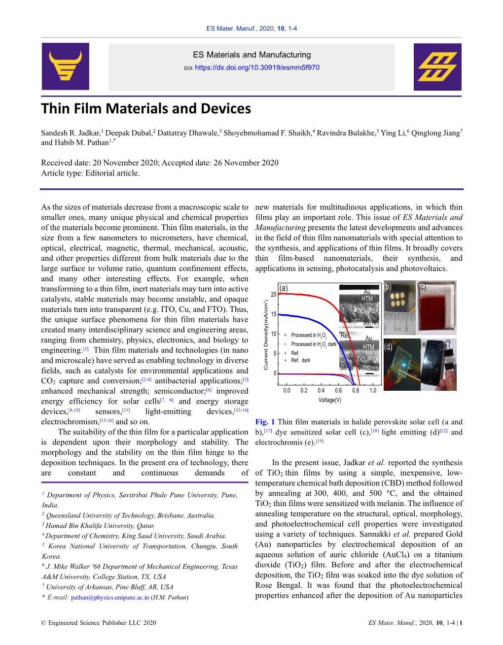 Thin Film Materials and Devices