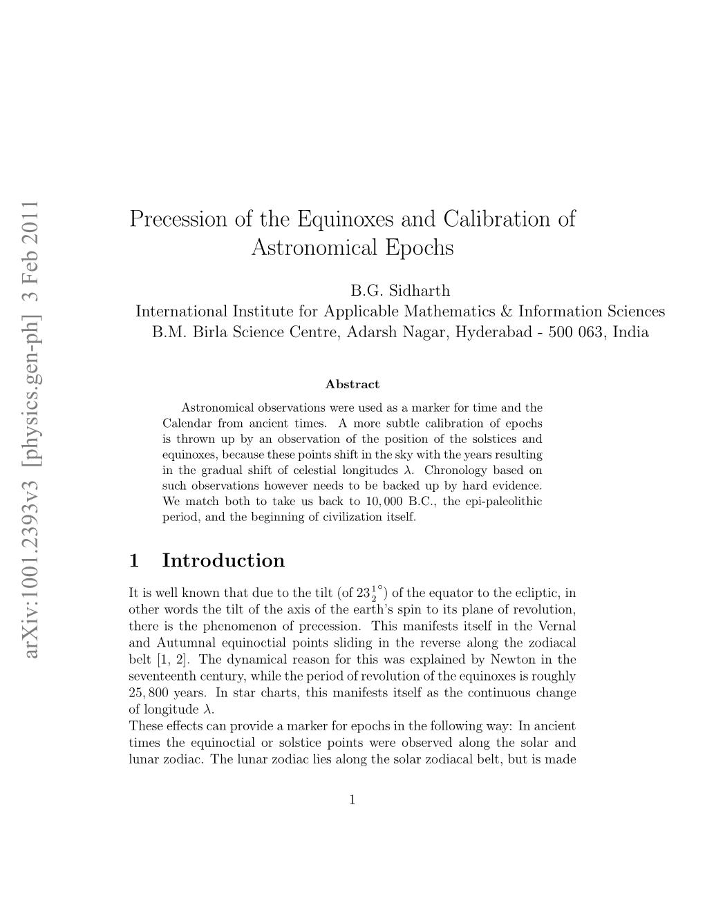 Precession of the Equinoxes and Calibration of Astronomical Epochs