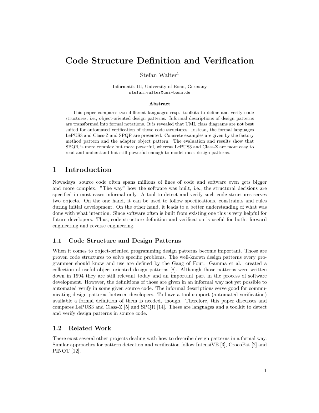 Code Structure Definition and Verification