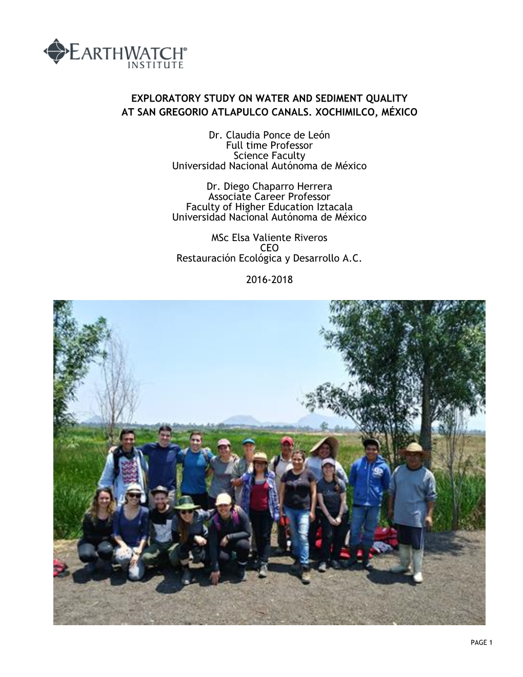 Exploratory Study on Water and Sediment Quality at San Gregorio Atlapulco Canals