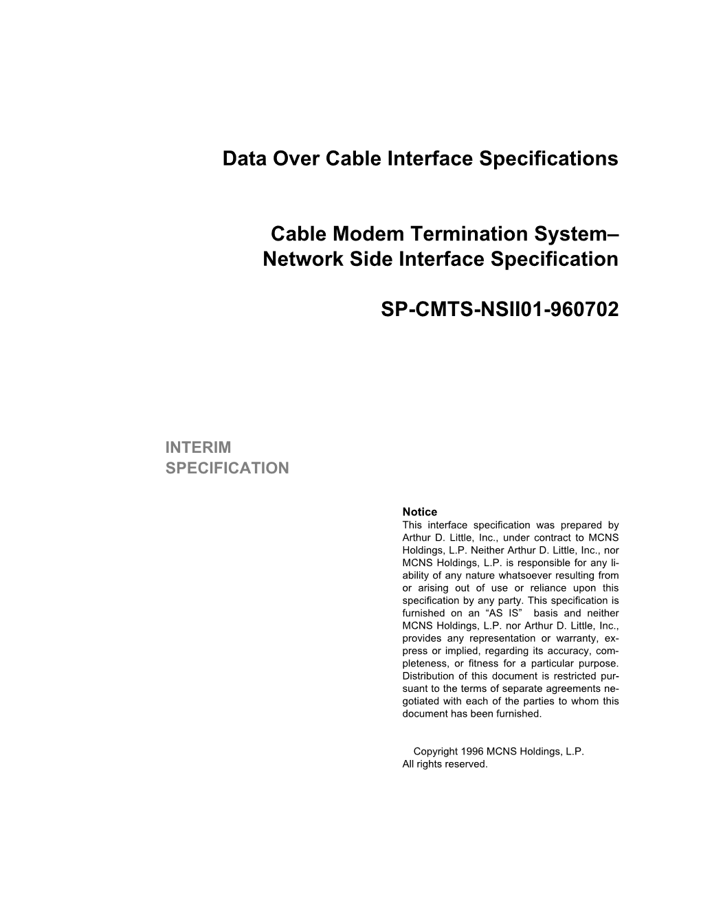 Cable Modem Termination System Network Side Interface