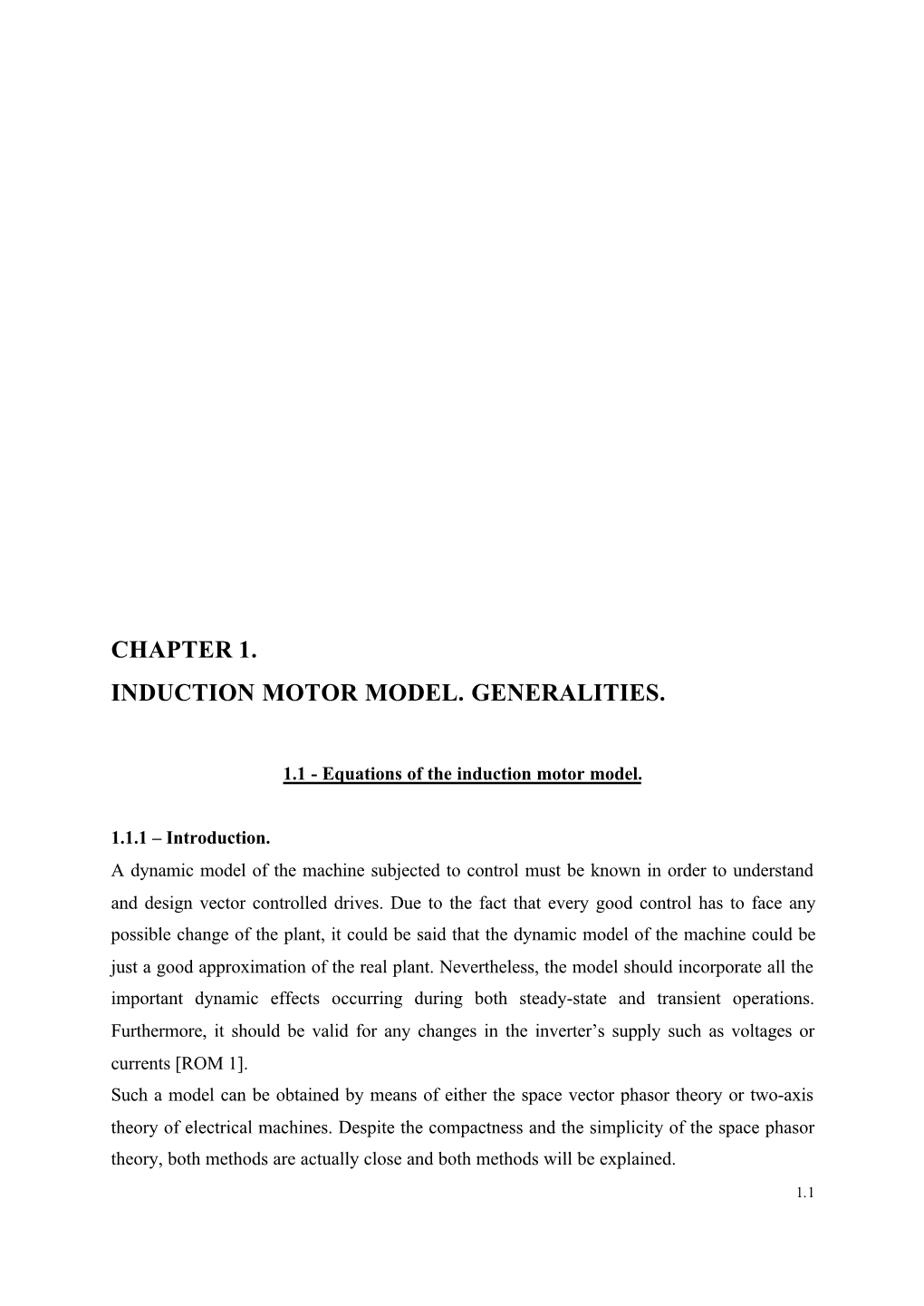 Chapter 1. Induction Motor Model. Generalities