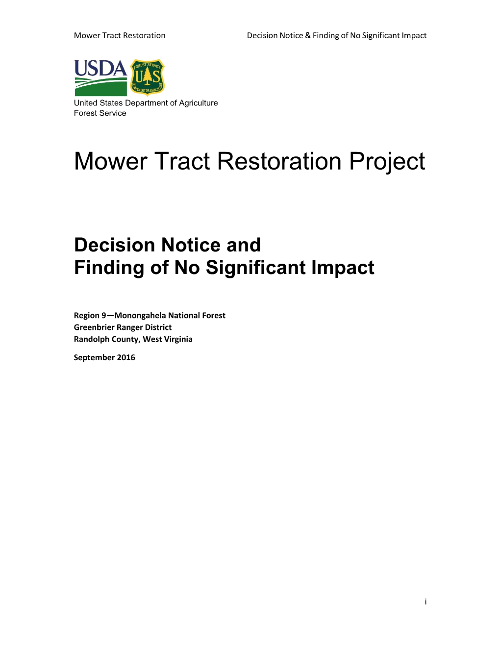 Mower Tract Restoration Project