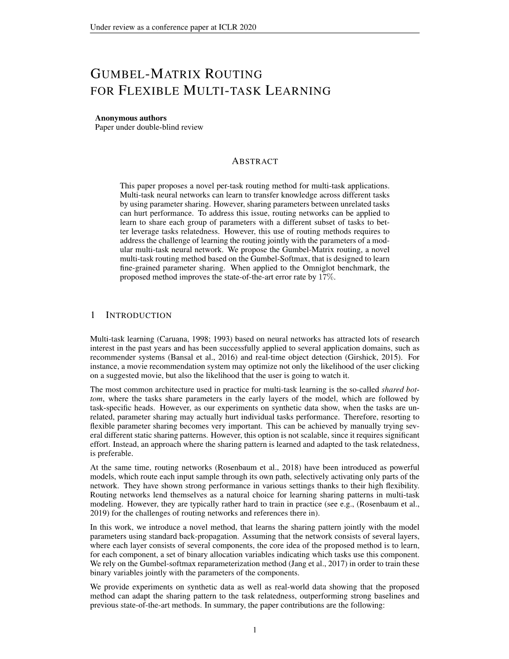 Gumbel-Matrix Routing for Flexible Multi-Task Learning