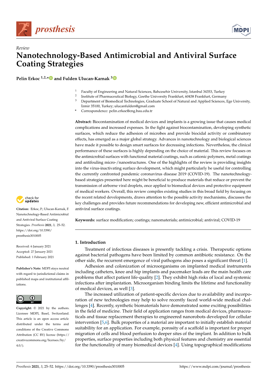 Nanotechnology-Based Antimicrobial and Antiviral Surface Coating Strategies