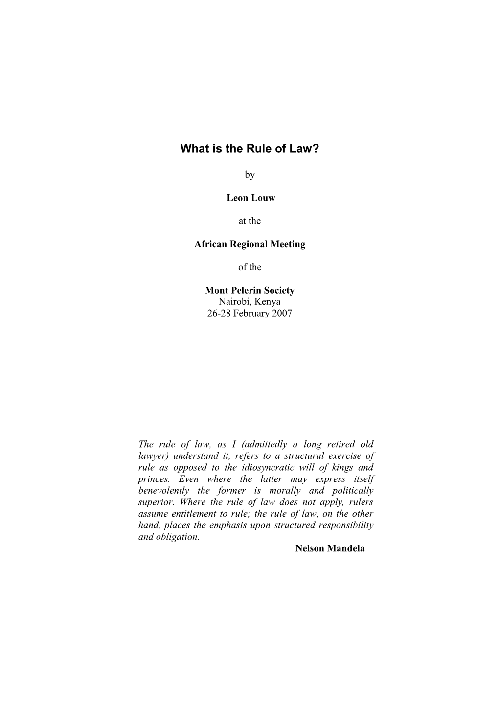 What Is the Rule of Law?