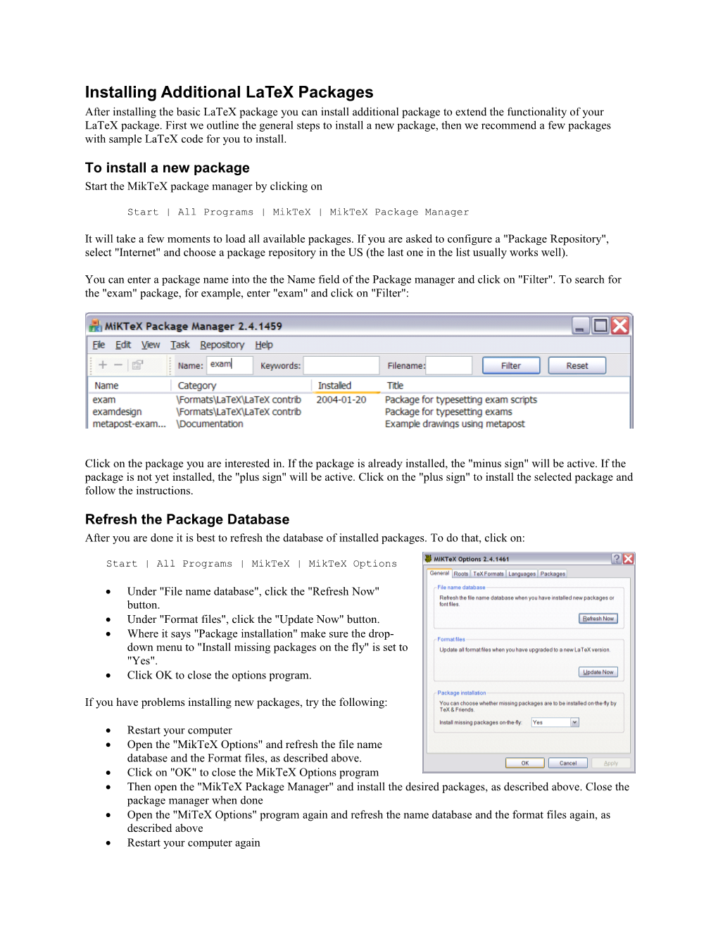 Installing Additional Latex Packages