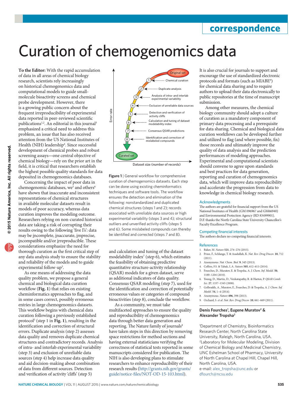 Curation of Chemogenomics Data