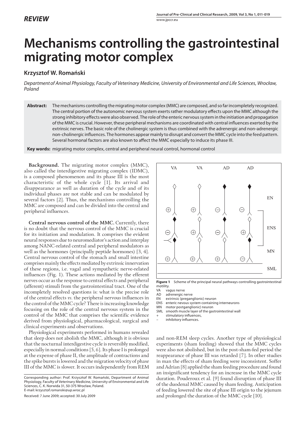 Mechanisms Controlling the Gastrointestinal Migrating Motor Complex Krzysztof W